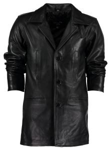Men’s Long Black Winter Leather Jacket – Genuine Cowhide Leather Trench Coat