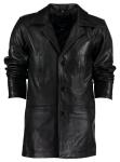 Men’s Long Black Winter Leather Jacket – Genuine Cowhide Leather Trench Coat