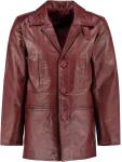 Men’s Long Red Winter Leather Jacket – Genuine Cowhide Leather Trench Coat