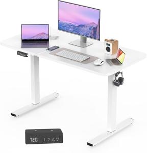 Escritorio Elevable Eléctrico GOKHOMX 120×60 cm Blanco