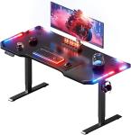 Escritorio Elevable Eléctrico Gaming HLFURNIEU 120x60 cm con LED RGB