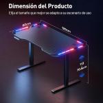 Escritorio Elevable Eléctrico Gaming HLFURNIEU 120x60 cm con LED RGB