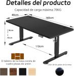 Escritorio Elevable Eléctrico Airfish 160×80 cm Negro