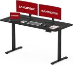 Escritorio Elevable Eléctrico SANODESK 120×60 cm Negro con Tablero Entero