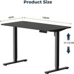 Escritorio Elevable Eléctrico SANODESK 120×60 cm Negro con Tablero Entero