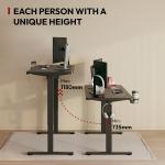 Escritorio Elevable Eléctrico SANODESK 110×54 cm Negro con Tablero Entero