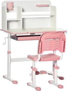 Pupitre Infantil HOMCOM con Silla Ajustable  Color Blanco