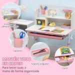 Pupitre Infantil HOMCOM con Silla Ajustable  Color Blanco