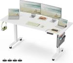 VASAGLE Escritorio eléctrico regulable 160x60 Blanco con USB