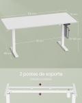 VASAGLE Escritorio eléctrico regulable 160x60 Blanco con USB