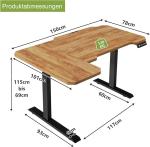 Radlove Escritorio elevable eléctrico de esquina en L 150×78 cm