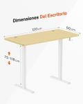 Escritorio elevable manual 120×60 cm con manivela (72–118 cm)