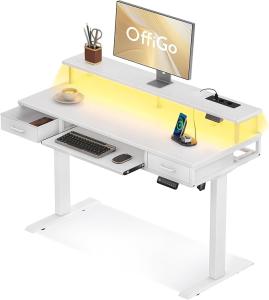 OffiGo escritorio elevable eléctrico 120 cm con enchufes y cajones