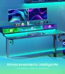 Escritorio Gaming Elevable OffiGo 140 cm con 2 Enchufes