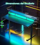 Escritorio Gaming Elevable OffiGo 140 cm con 2 Enchufes