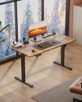 HLFURNIEU Escritorio elevable eléctrico 120×60 cm con torre de enchufes