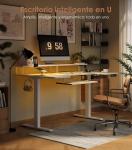 Escritorio Elevable Eléctrico OffiGo en Forma de U 140×74 cm con Soporte para Monitor