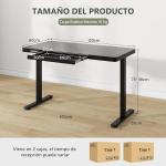 Escritorio Elevable Eléctrico GIANTEX 120x60 cm con Tablero de Cristal Templado