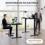 Escritorio Elevable Eléctrico GIANTEX 120x60 cm con Tablero de Cristal Templado