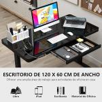 Escritorio Elevable Eléctrico GIANTEX 120x60 cm con Tablero de Cristal Templado