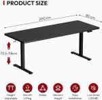 SANODESK QS+ Escritorio Elevable Eléctrico 200x80 cm Negro