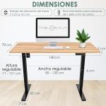 Escritorio elevable eléctrico Tablakala 140×70 cm roble