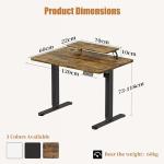 TRIUMPHKEY Escritorio Elevable Eléctrico 120x60 cm Marrón