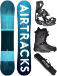 Pack de snowboard AIRTRACKS Blue Drifter Wide Hybrid Rocker (Hombre) | Tabla all-mountain + fijaciones Master FASTEC™ + botas Strong ATOP + bolsa