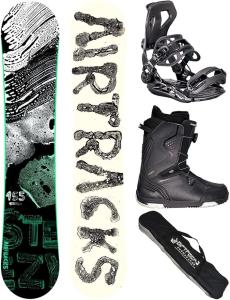 AIRTRACKS Snowboard Set Steezy Wide Hybrid Rocker 155 cm + Fijaciones Master FASTEC + Botas Strong ATOP 43 + Bolsa SB