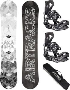 Set de snowboard AIRTRACKS Akasha Wide 162 cm (Hybrid Rocker) con fijaciones Master FASTEC y bolsa SB