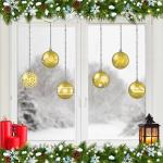 ArtiClings 12 x Bauble Window Clings with Glitter Patterns and Strings Colour = Gold