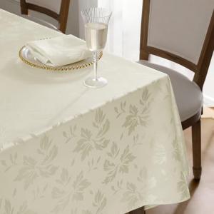 Romanstile Cream Christmas Damask Tablecloth 140x200 cm (55x79 inch),Water-Repellent & Wipe Clean,Floral (Rectangular)