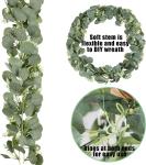 Falflor 2Pcs Greenery Garland 6.5Ft Artificial Eucalyptus Garland with Seed Table Runner Vine Garland for Christmas Wedding Home Decor