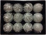 Pack of 12 Deluxe Decorated White 8cm Christmas Tree Baubles