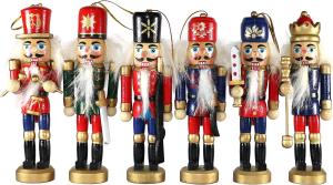 6 Wooden Handmade Traditional Nutcracker Christmas Tree Decorations By Robelli