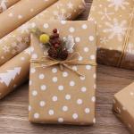 HBell Christmas Paper Rolls,5 Rolls 44cm x 3M Christmas Gift Paper, Brown Kraft Christmas Paper Roll,Snowflake Elk Xmas Tree 