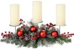 WeRChristmas Frosted Decorated Table Centerpiece 3 Pillar Candle Holder 52cm Christmas Table Decoration 