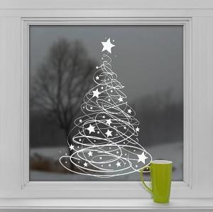 Swishy Tree Christmas Window Cling Decoration (Medium)