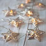 10 Silver Star Battery Operated LED Fairy Lights by Lights4fun
