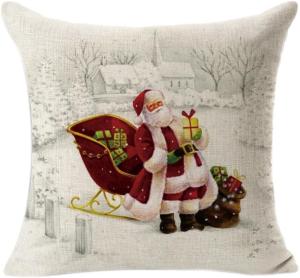 Decorie Snowing Christmas Santa Claus Linen Pillow Case for Festival Home Decor