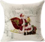 Decorie Snowing Christmas Santa Claus Linen Pillow Case for Festival Home Decor