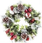 11" Artificial Holly / Candy Cane Christmas Wreath with Pinecones
