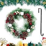  32cm Artificial Christmas Wreath with Pine Cones and Berries with Hanger By Warmiehomy