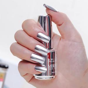 Metal Nail Polish Mirror Nail Varnish,Quick Drying Metallic Effect Nail Art Polish, Silver