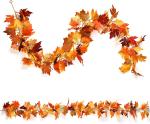 RFWIN 2 Pack Artificial Autumn Maple Leaf Garlands Fall Hanging Vine Fake Foliage Garland 