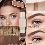 Eyebrow Stamp, Eyebrow Stencil Kit Shaper Kit Brow Cream Stamp Set Waterproof Smudge Proof Multifunction Long Lasting colour For Eyebrow Eyeshadow Face Hairline (Medium Brown & Brown)