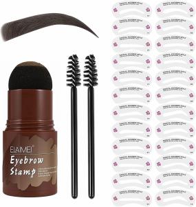 Eyebrow Stamp Stencil Kit, Eyebrow Pencil Stencil Set, Perfect Eyebrow Powder Stamp Makeup with 24 Reusable Brow Stencils & 2 Eyebrow Brushes,Instantly Color and Shape your Brows(Medium Brown)