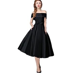 Elegant Off-the-Shoulder Beaded Knee-Length Dress