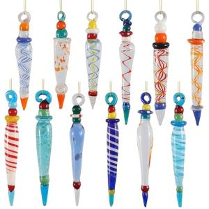 Vibrant Glass Icicle Ornaments for Tree Decoration