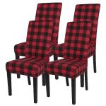 Festive Black/Red Plaid Chair Covers Set of 4
